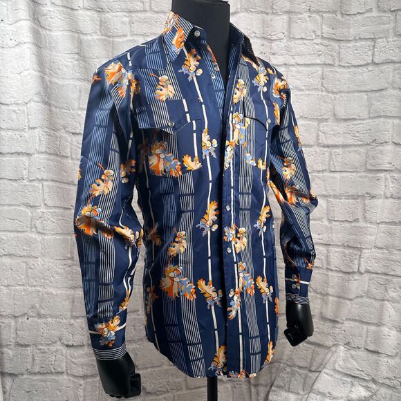 Lee Western Acorn Autumn Men's Small Long Sleeve Cowboy Shirt Extra Long Tails - Picture 4 of 11